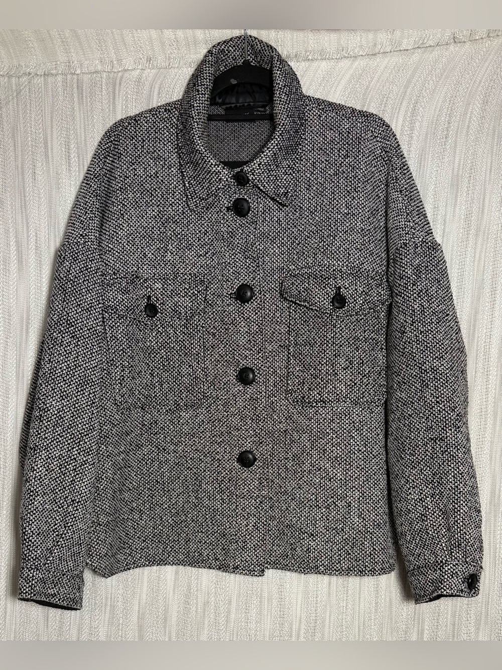 Vero Moda Black & White Tweed Button-Up Shacket